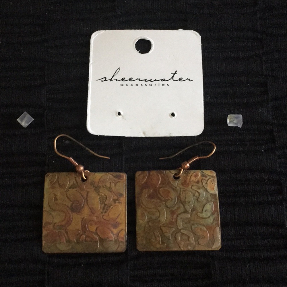 Square Copper Earrings From Sheerwater NWT